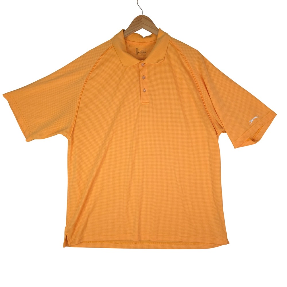 Slazenger Polo Shirt Mens XL Yellow Grid Texture Short Sleeve Golf Performance